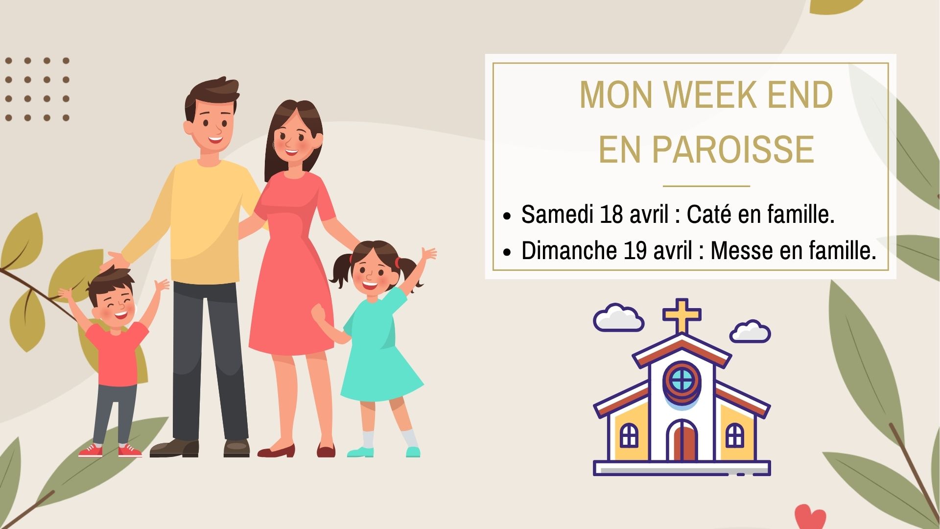 You are currently viewing Samedi 18 et Dimanche 19 avril : Mon Week-End en Paroisse