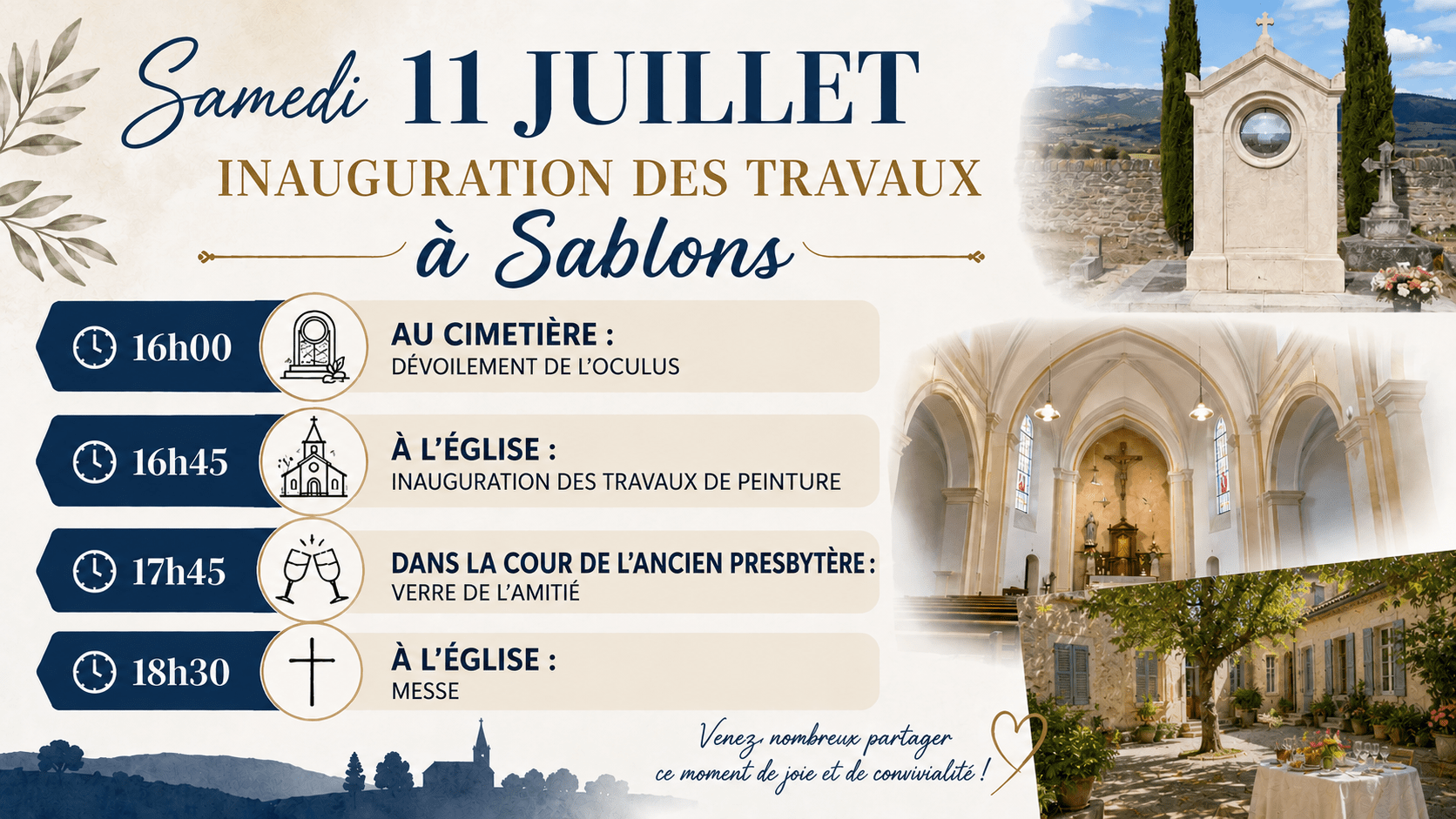 You are currently viewing Samedi 11 juillet : Inauguration des travaux à Sablons