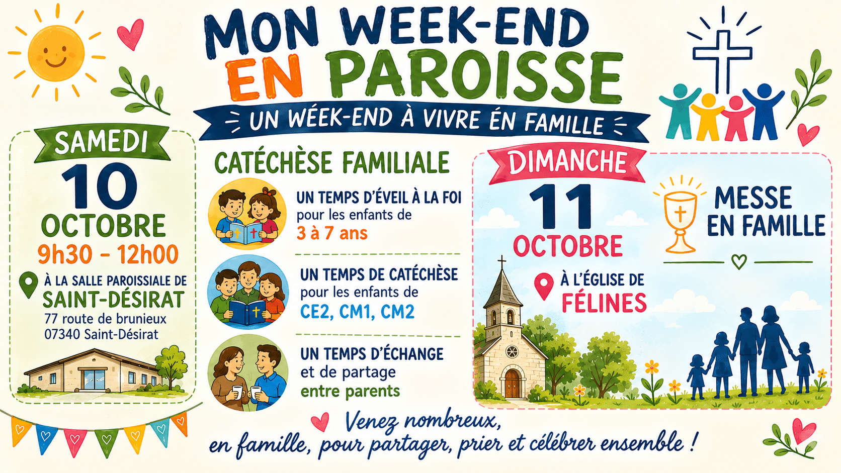 Lire la suite à propos de l’article Samedi 10 et Dimanche 11 octobre: Mon Week-End en Paroisse