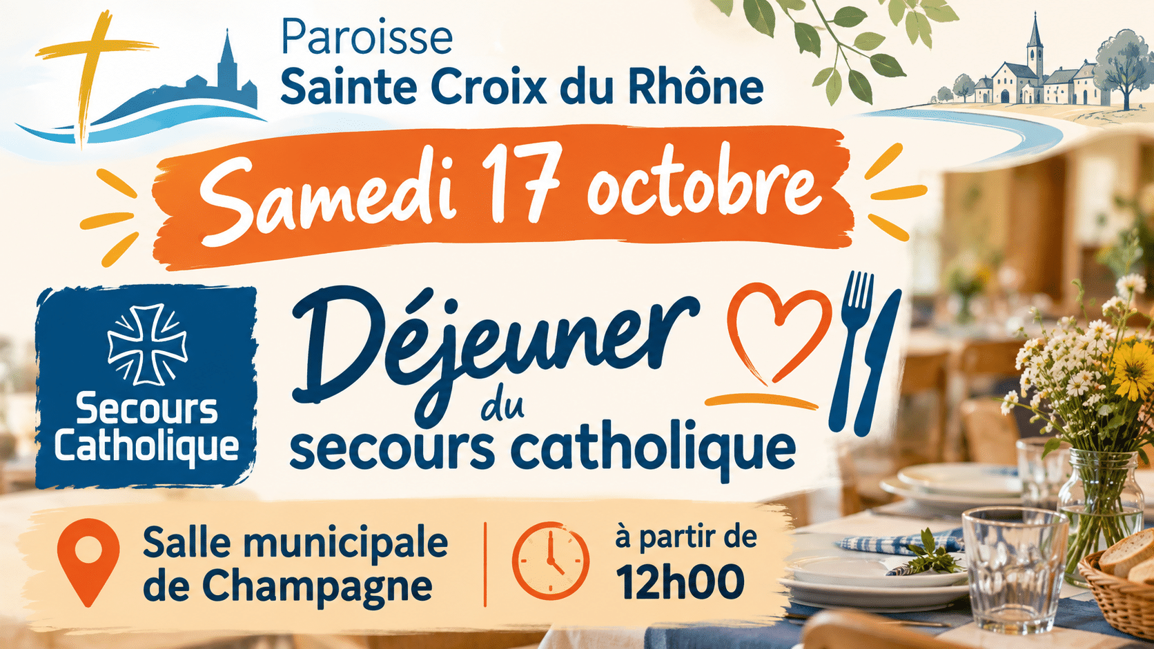 You are currently viewing Samedi 17 octobre : Déjeuner du secours catholique